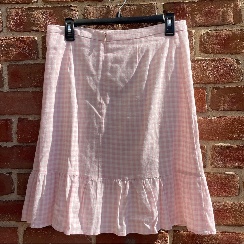Nwt Draper James skirt RSVP Pink White Gingham plaid ruffle hem womens 10 - Picture 8 of 9